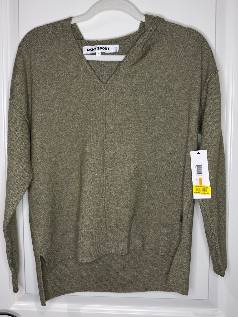 ⭐️NEW⭐️ DKNY Sport Olive Green Crewneck Hooded Sweater, size small